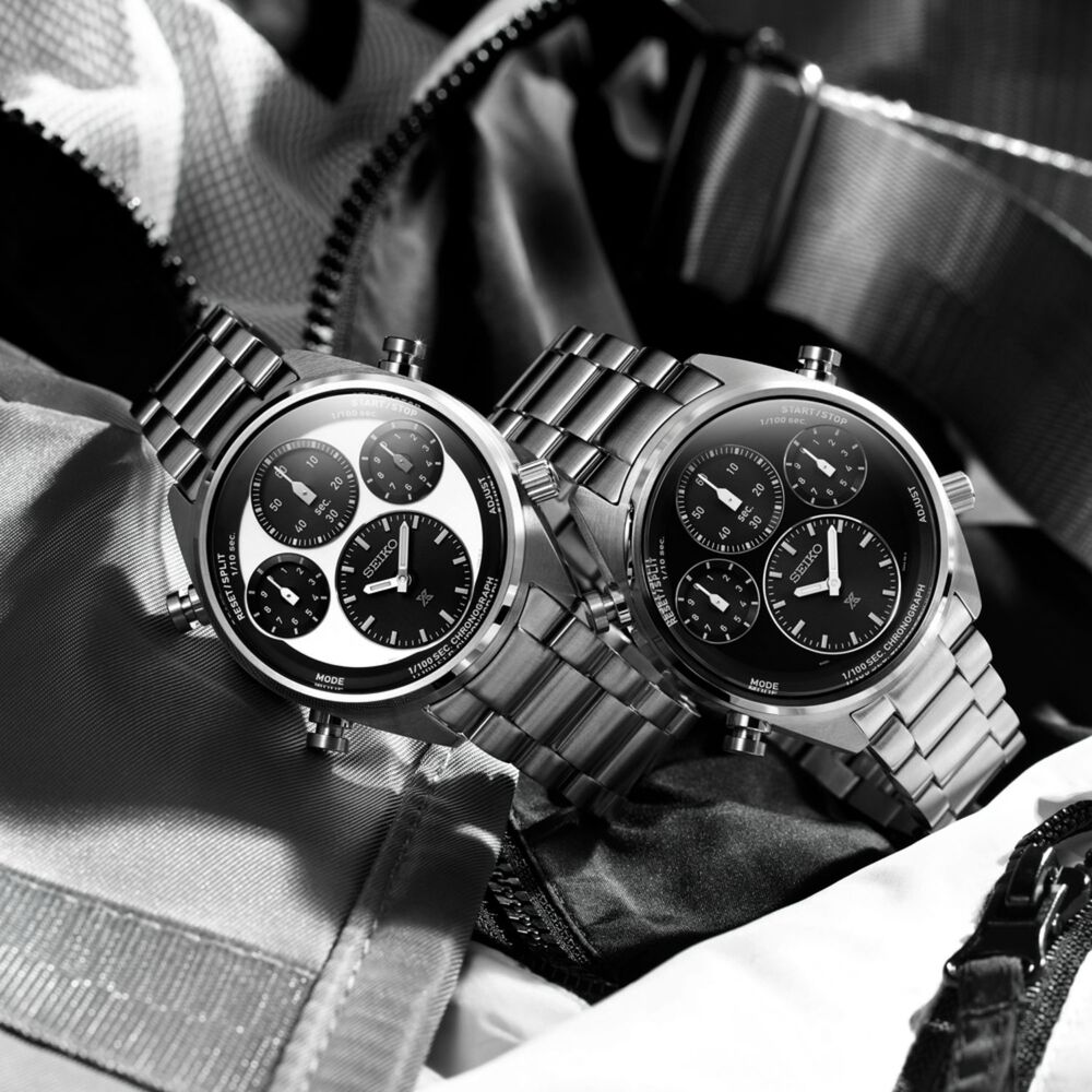 Seiko Prospex Speedtimer 42mm Solar Chrono Black & Silver Dial Bracelet Watch image number 2