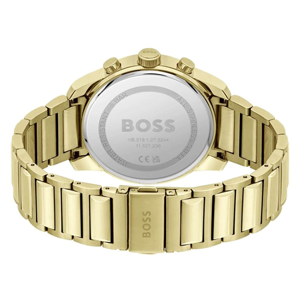 BOSS Trace 44mm Black Dial Yellow Gold IP Watch