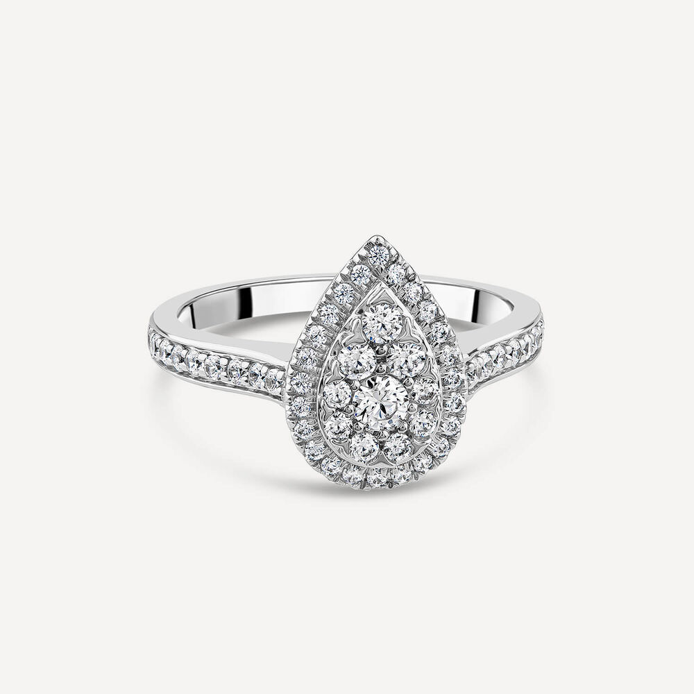9ct White Gold 0.50ct Pear Cluster Engagement Ring image number 2