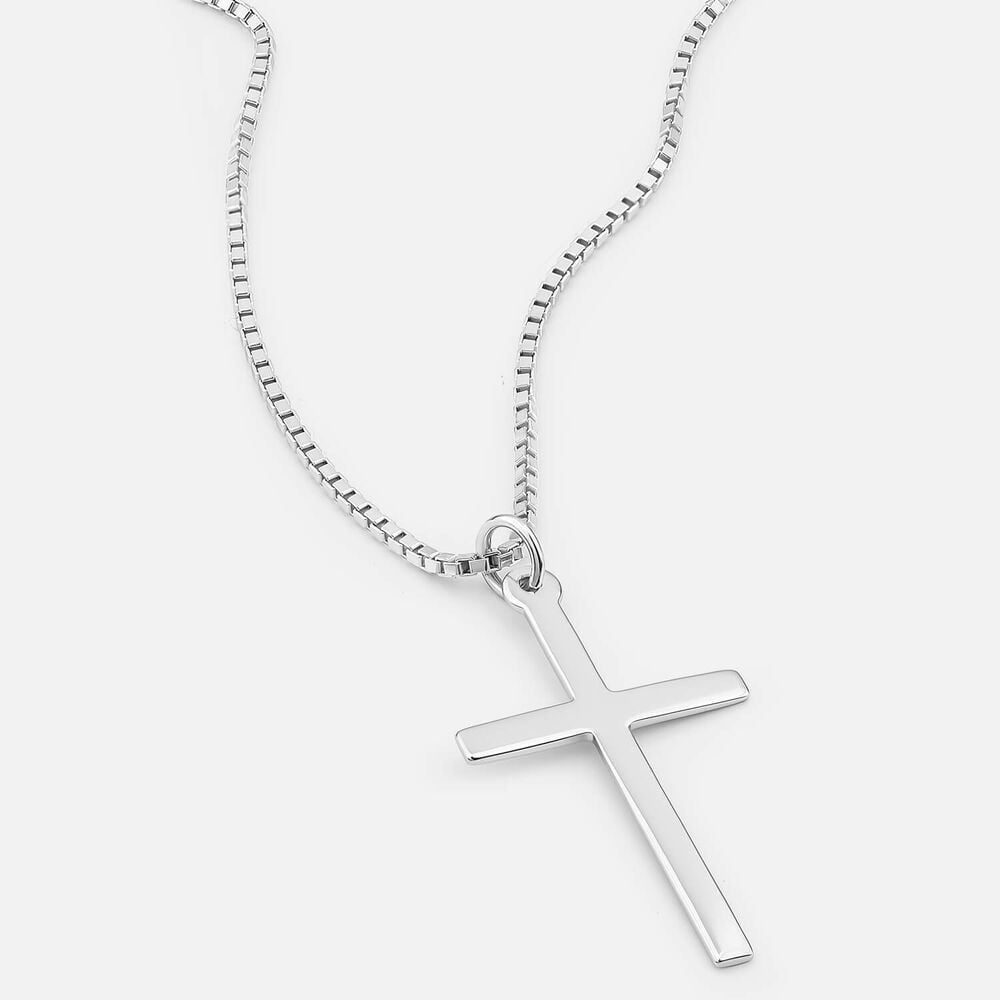 Sterling Silver Plain Cross Box Chain Pendant