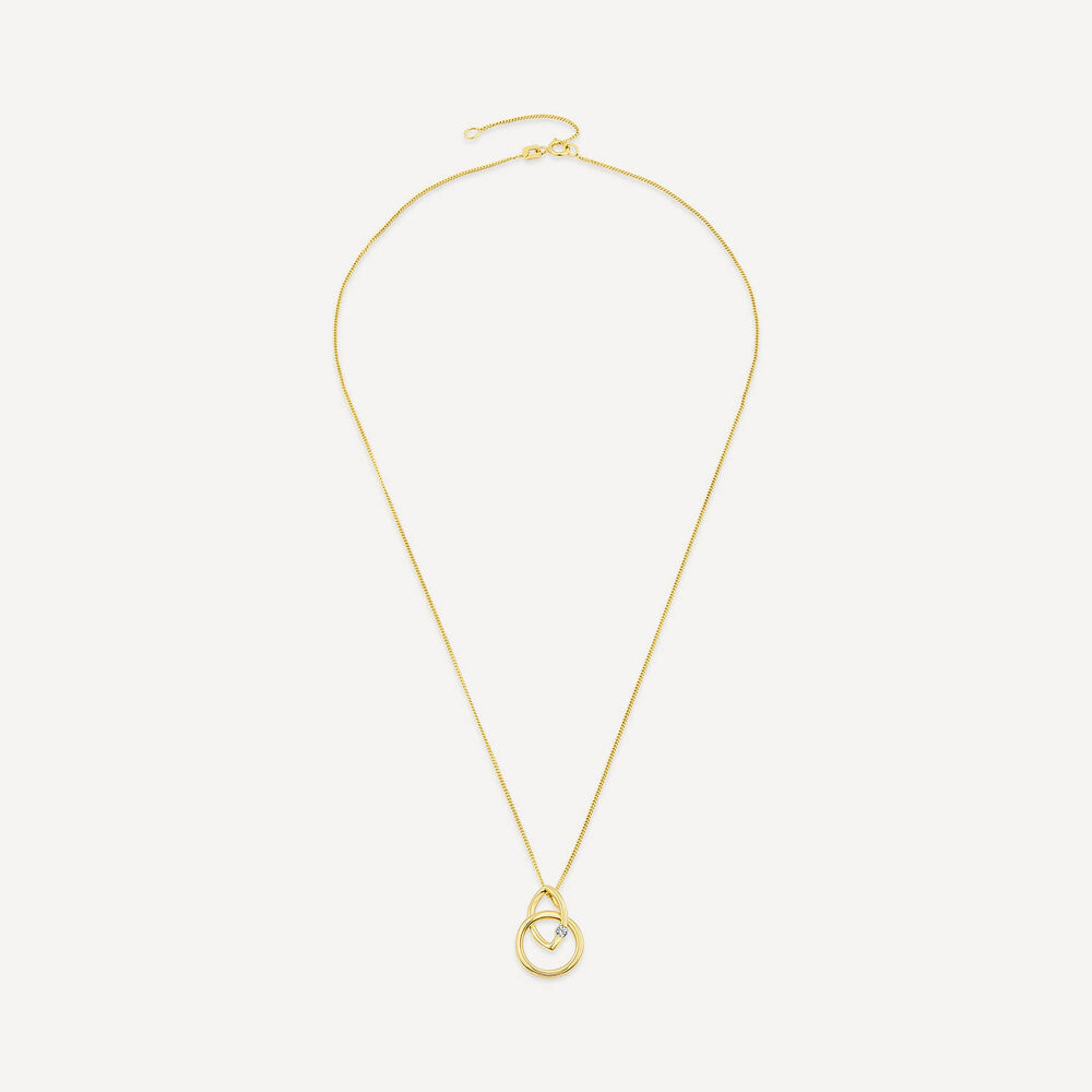 9ct Yellow Gold Open Diamond Interlock Pendant image number 2