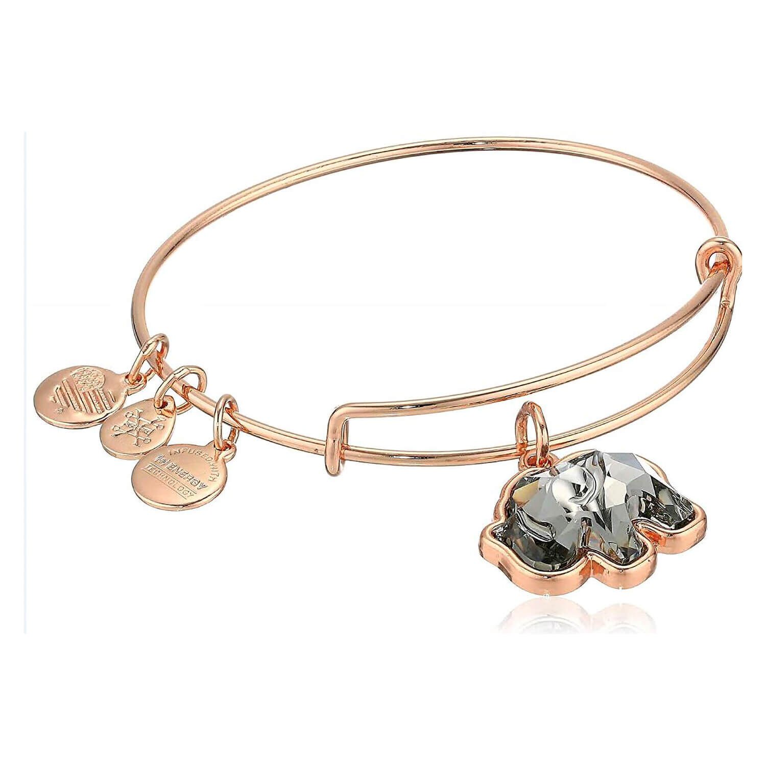 Alex and Ani Rose Gold Plated Crystal Elephant Charm Bangle