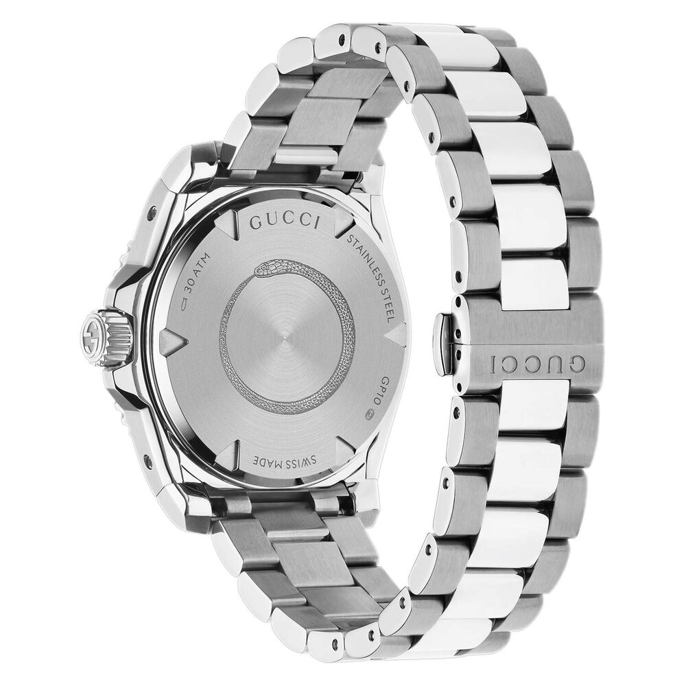 Gucci Dive 40mm Silver Dial 18ct Yellow Gold Plated Bezel Steel Bracelet Watch