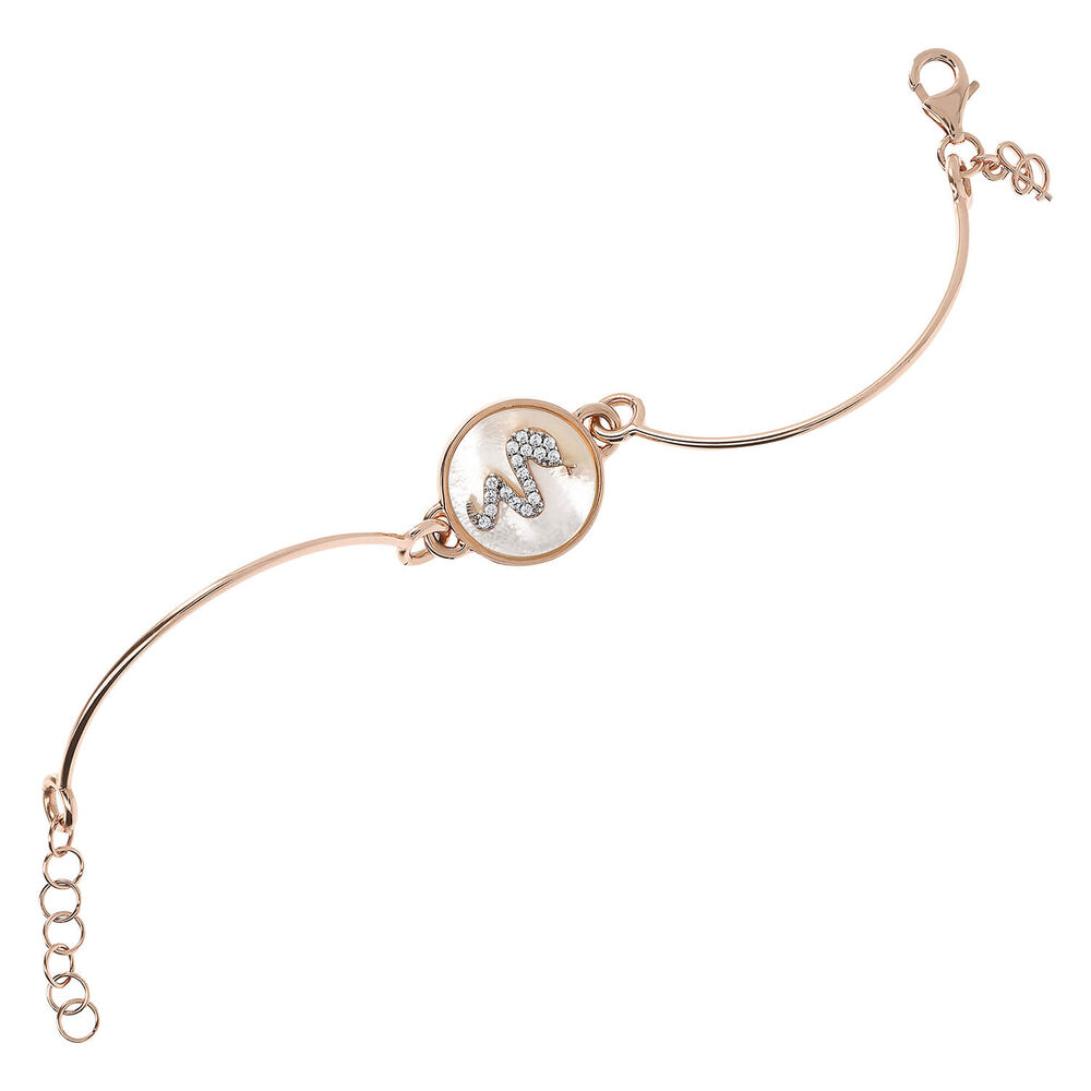 Bronzallure Alba Collection Cubic Zirconia Snake Mother of Pearl Ladies Bracelet
