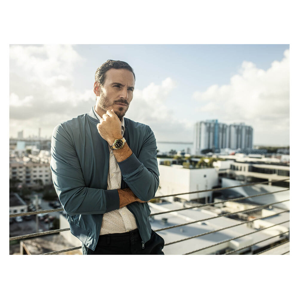 Certina DS Action Diver 38mm Dial Green Bezel Yellow Gold & Steel Bracelet Watch image number 10