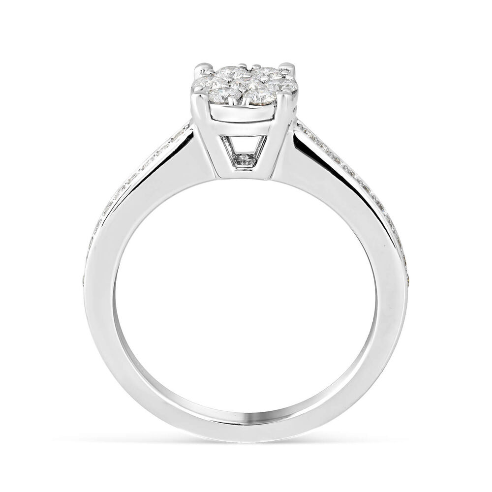 9ct white gold 0.45 carat diamond bridal cluster ring