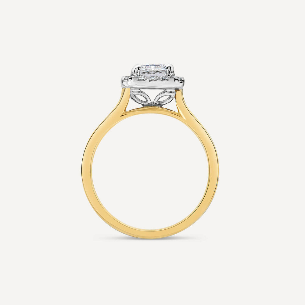 Born 18ct Yellow Gold 1.72ct Lab Grown Emerald Cut Halo Diamond Ring