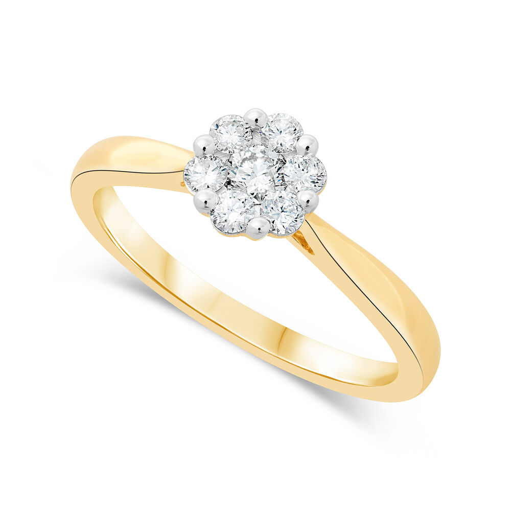 9ct Gold Cluster Blossom 0.33 Carat Diamond Ring image number 0