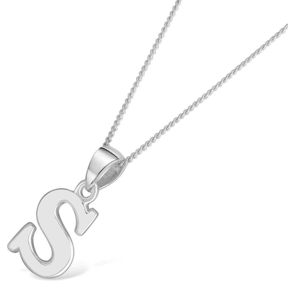 Sterling Silver Block Initial S Pendant (Special Order)