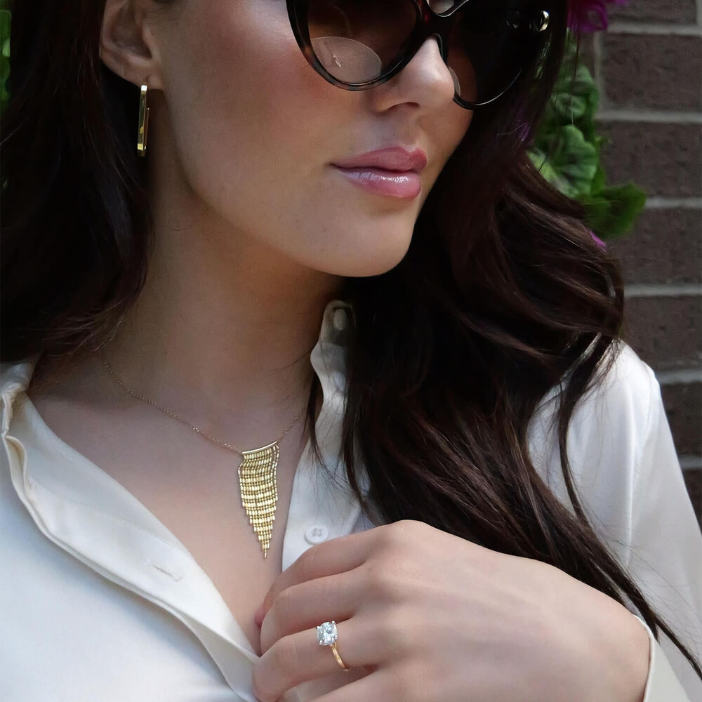 Yellow Gold Plated Sterling Silver Arrow Shaped Fringe Necklet image number 5