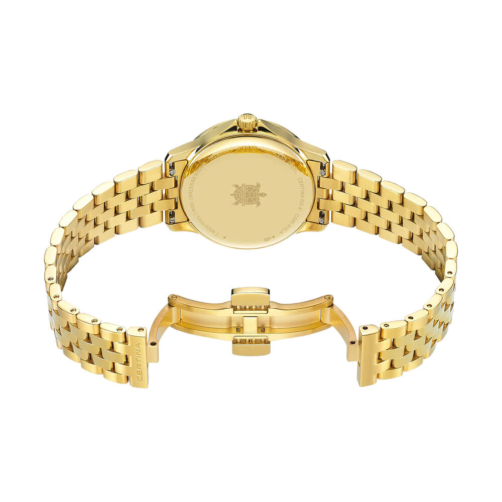 Certina DS-8 Lady 31mm Gold Dial Gold PVD Steel Bracelet Watch
