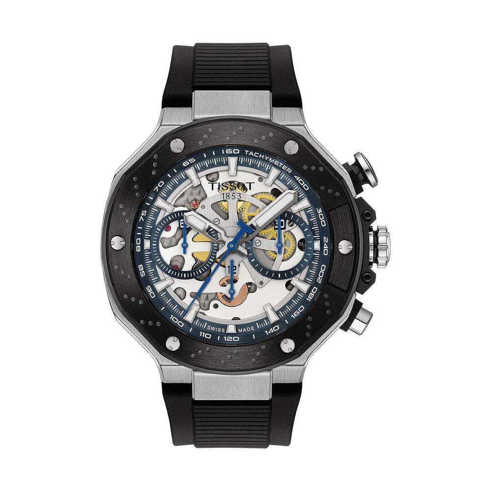Tissot T-Race MotoGP Automatic Chronograph 45mm Transparent Dial Black Rubber Strap Watch image number 0