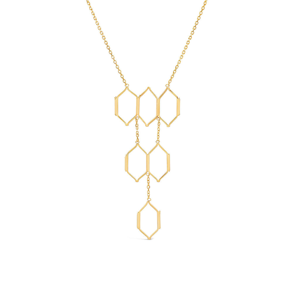 9ct Yellow Gold Diamond Shaped Links Necklet image number 0
