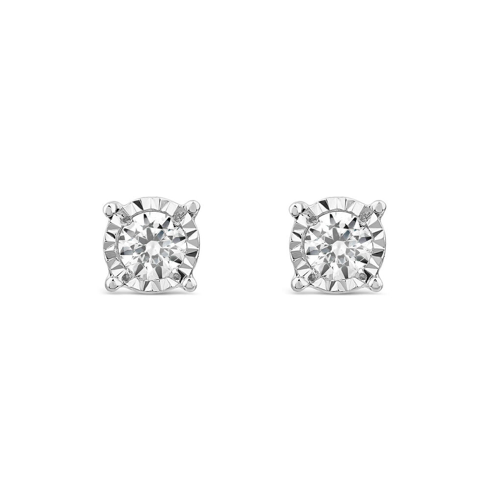 9ct White Gold 0.12ct Diamond Solitaire Stud Earrings