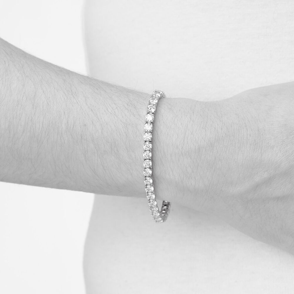 Silver and cubic zirconia tennis bracelet image number 2