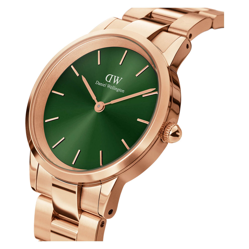 Daniel Wellington Iconic Link Emerald 36mm Rose Gold Plated Steel Case Bracelet Watch