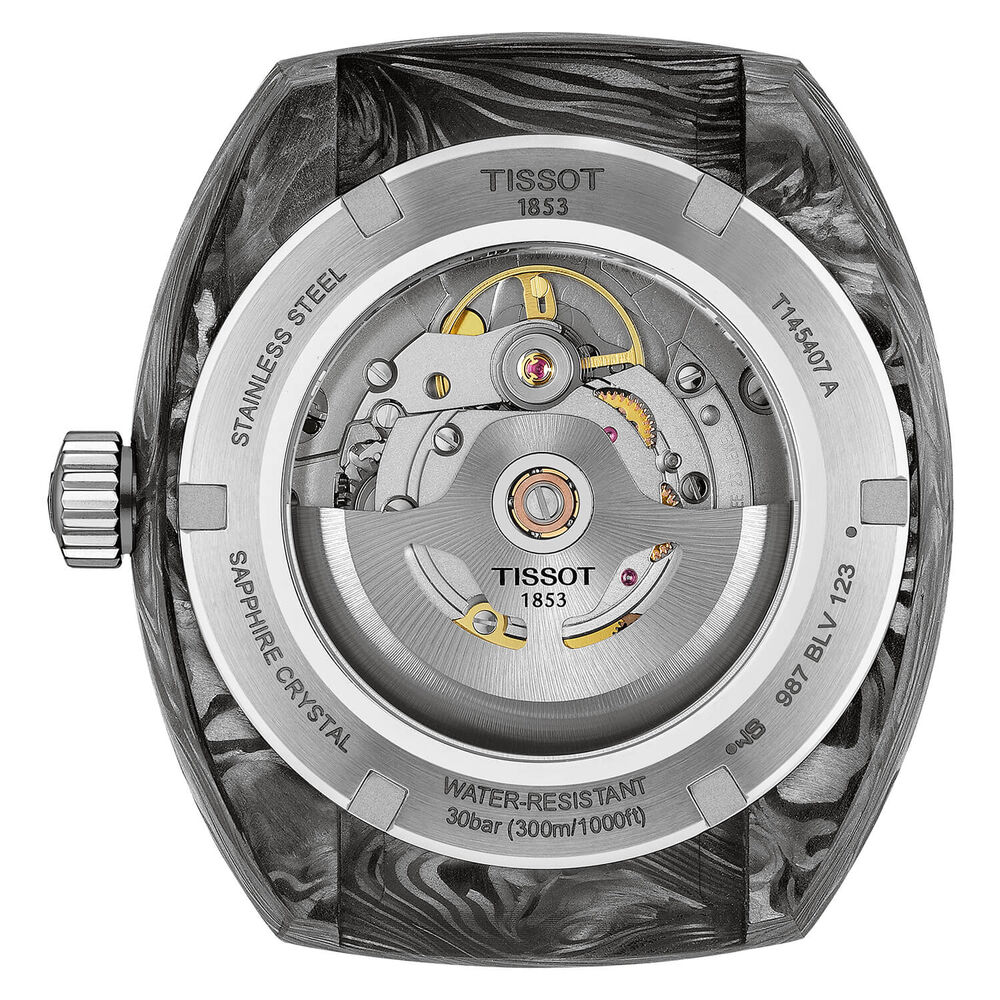 Tissot Sideral S Powermatic 80 41mm Red Detail Carbon Case Red Rubber Strap Watch