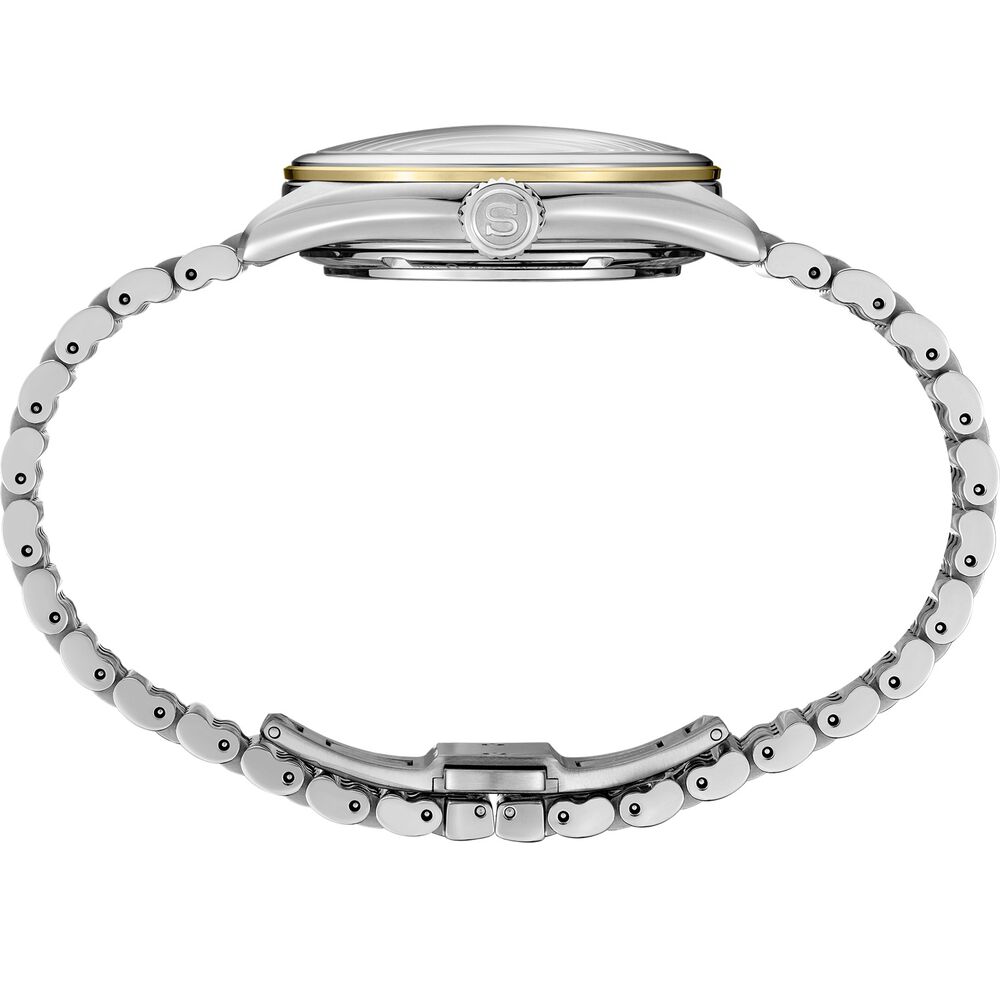 Seiko Presage Classic Series 40.2mm Open Heart Delicate Cream Silk Steel Bracelet Watch