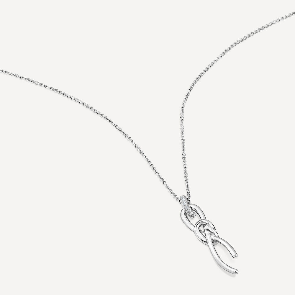 9ct White Gold Long Knot Drop Pendant image number 3