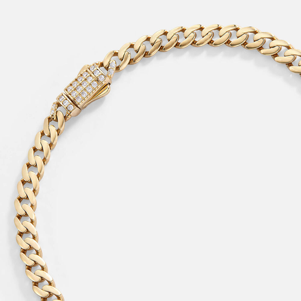 9ct Yellow Gold Curb Link Cubic Zirconia Catch Bracelet