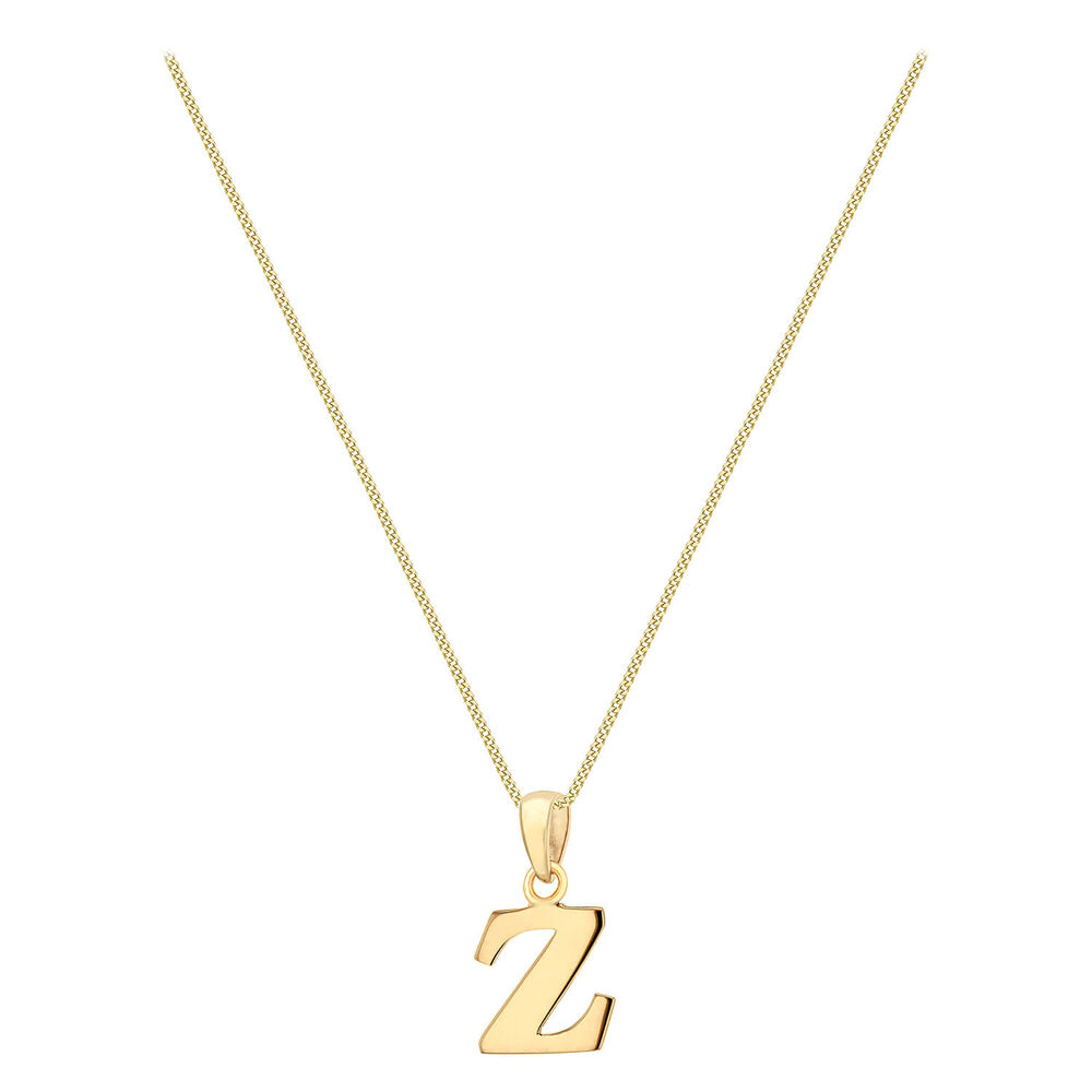 9ct Yellow Gold Plain Initial Z Pendant  (Chain Included) image number 1
