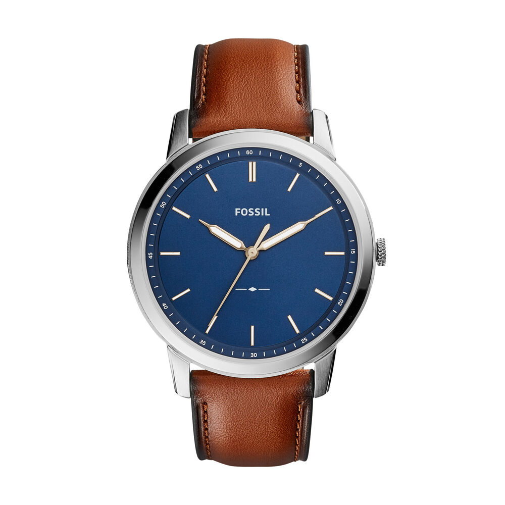 Fossil Minimalist Brown Strap Mens Watch