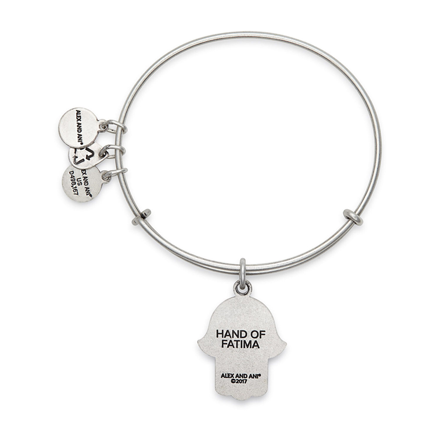 Alex and Ani Rafaelian Silver Hand Of Fatima Charm Bangle