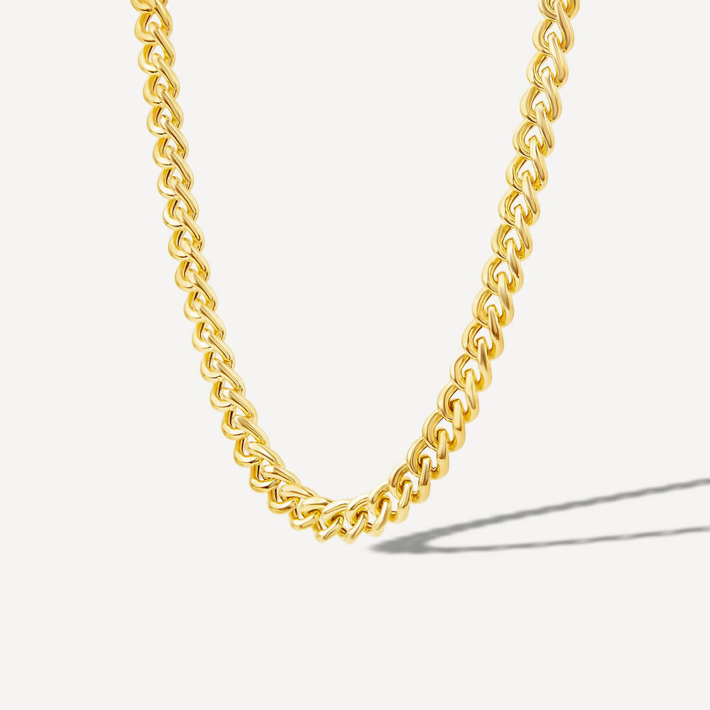 Sterling Silver & Yellow Gold Plated Tight Curb Necklet image number 1