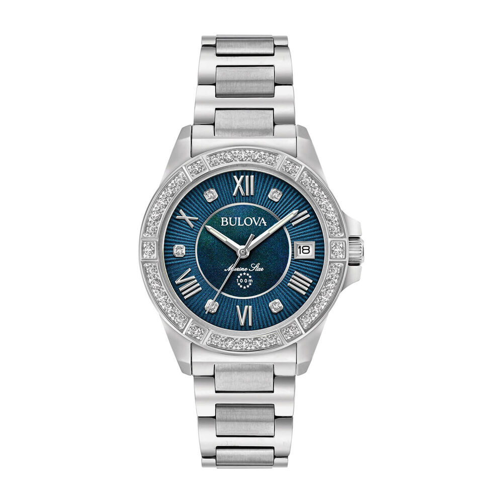 Bulova Marine Star Diamond 32mm Blue Dial Watch