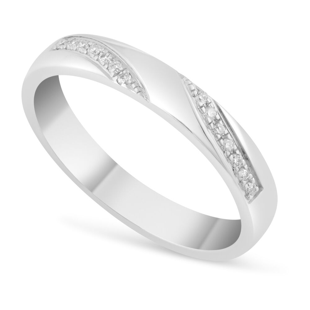 Ladies' 9ct White Gold Diamond Wave 3mm Wedding Ring image number 0