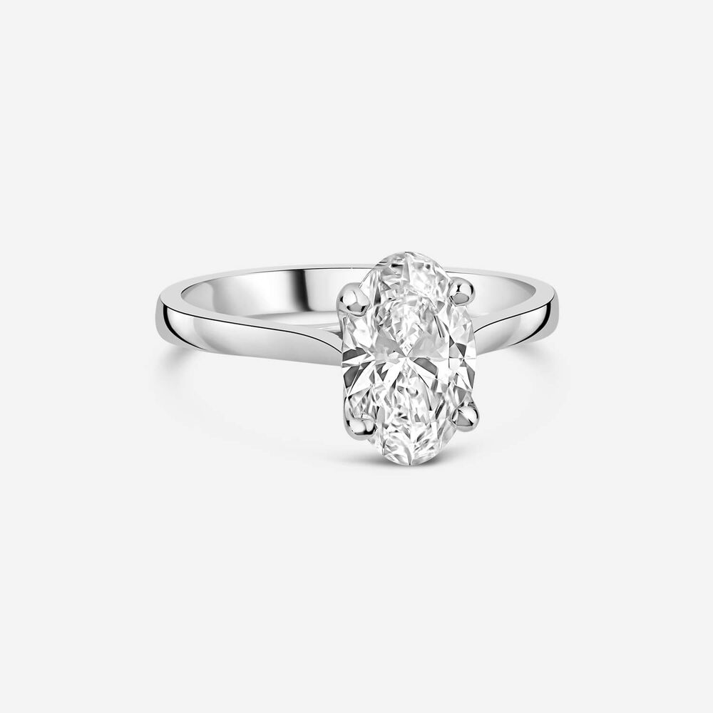 Born Platinum Lab Grown 1.50ct Solitaire Oval Diamond Ring image number 2