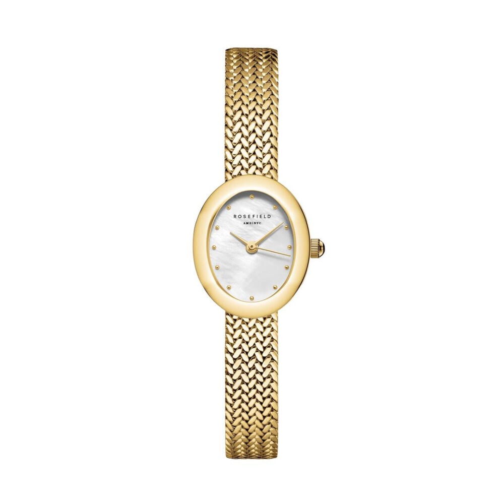 Rosefield Mini Oval Gold 18x22mm MOP Dial Gold Plated Steel Bracelet Watch