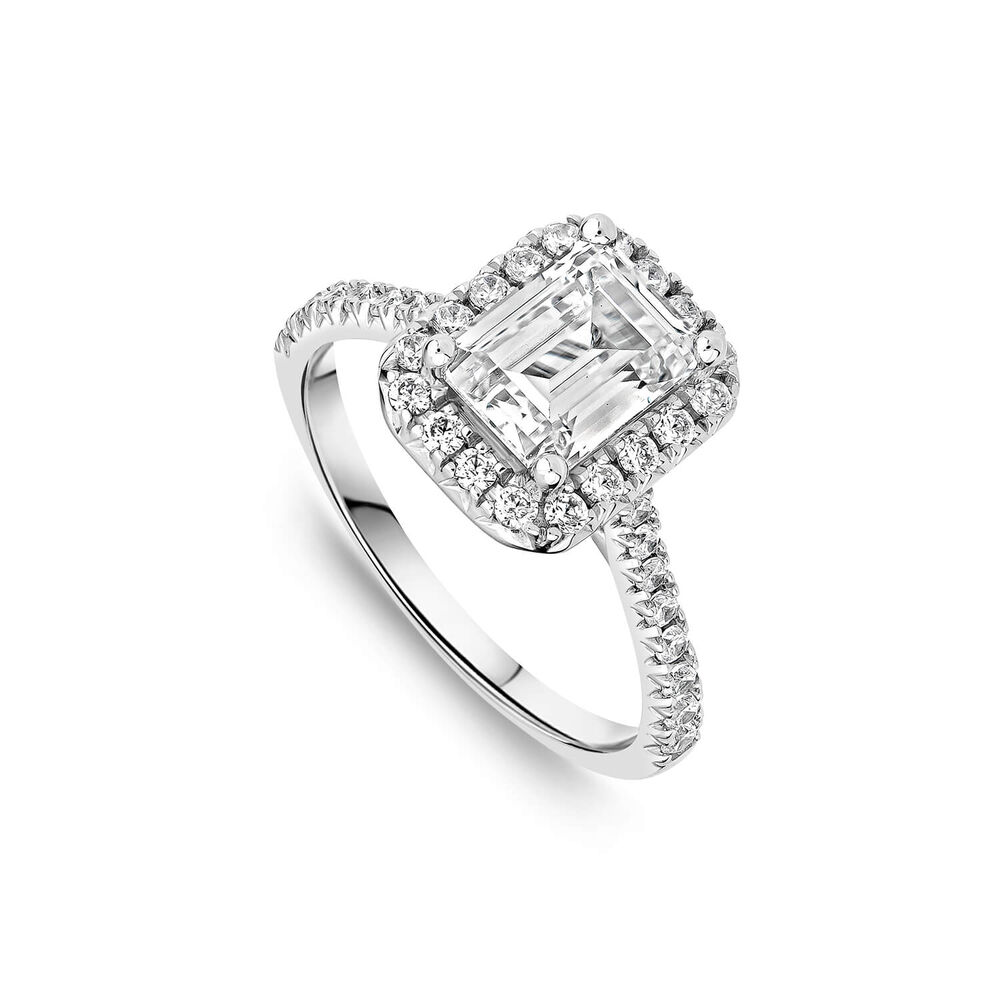 Born Platinum Lab Grown 2.13ct Emerald & Diamond Sides Ring image number 0