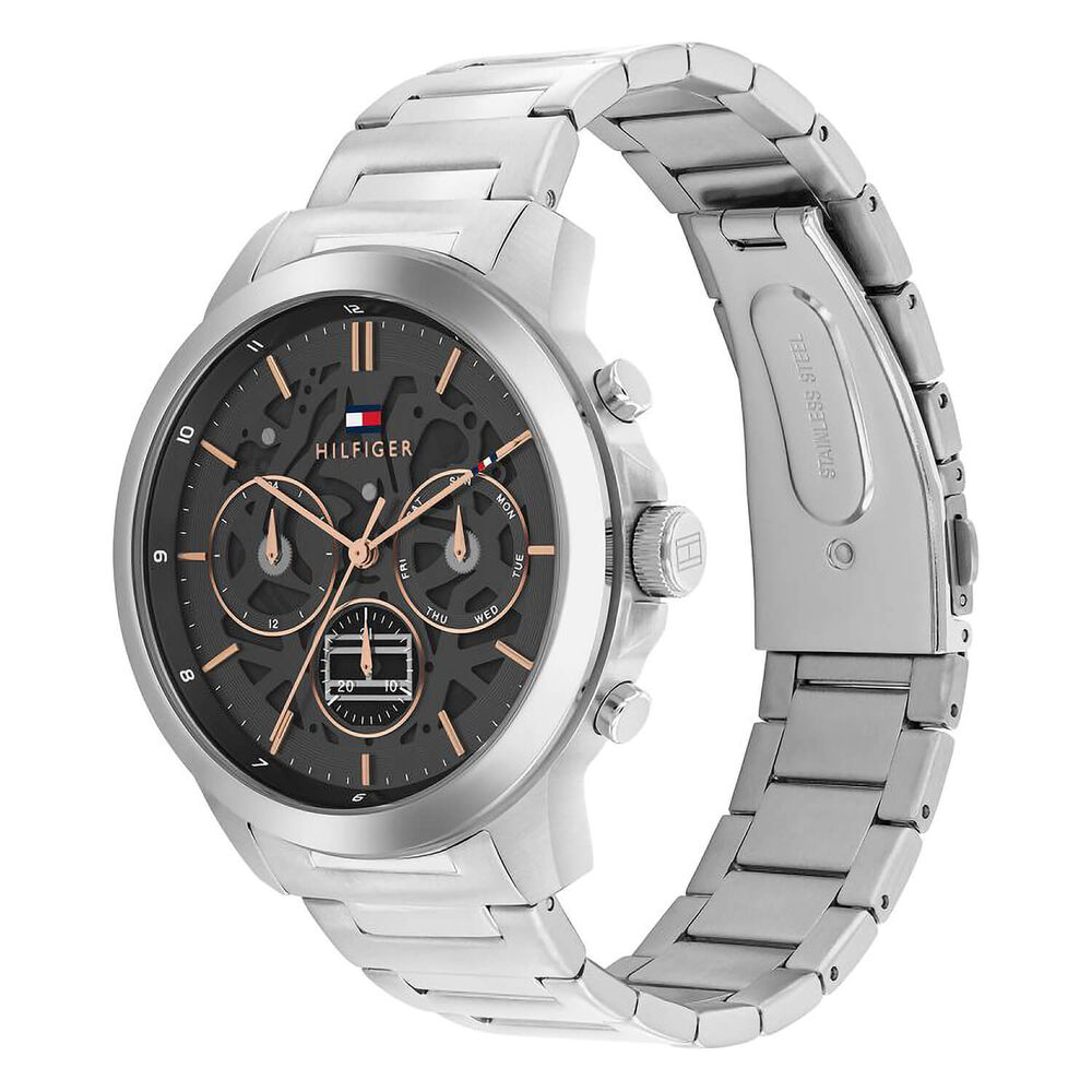 Tommy Hilfiger 43mm Grey Skeleton Dial Stainless Steel Bracelet Watch image number 1