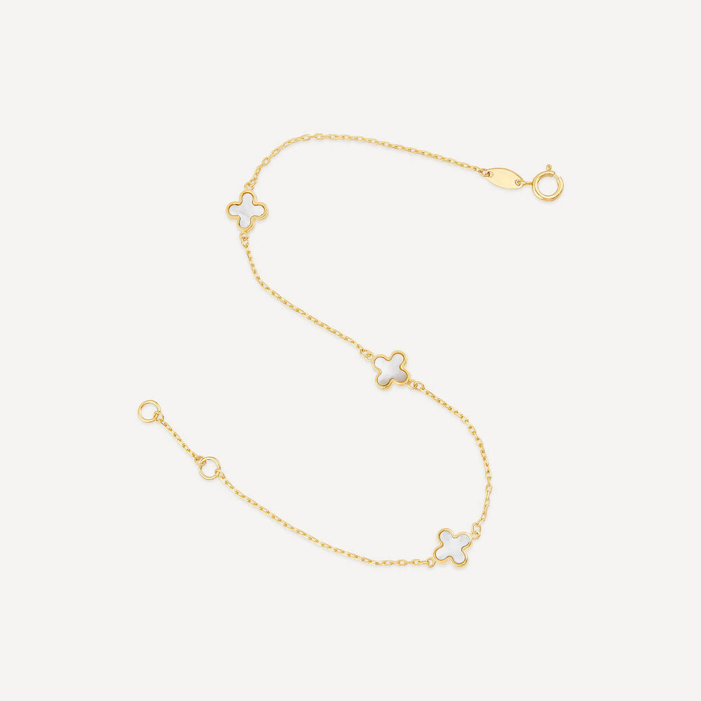 9ct Yellow Gold Mother of Pearl Petal Bracelet image number 3