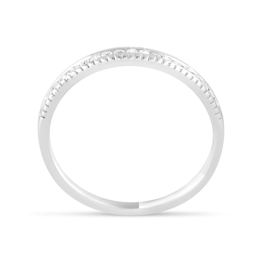 Ladies 9ct White Gold Beaded Edge Half Eternity Ring image number 2