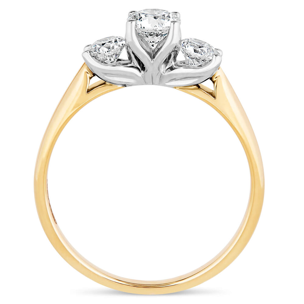18ct gold ladies 0.75 carat diamond graduated three stone ring image number 2