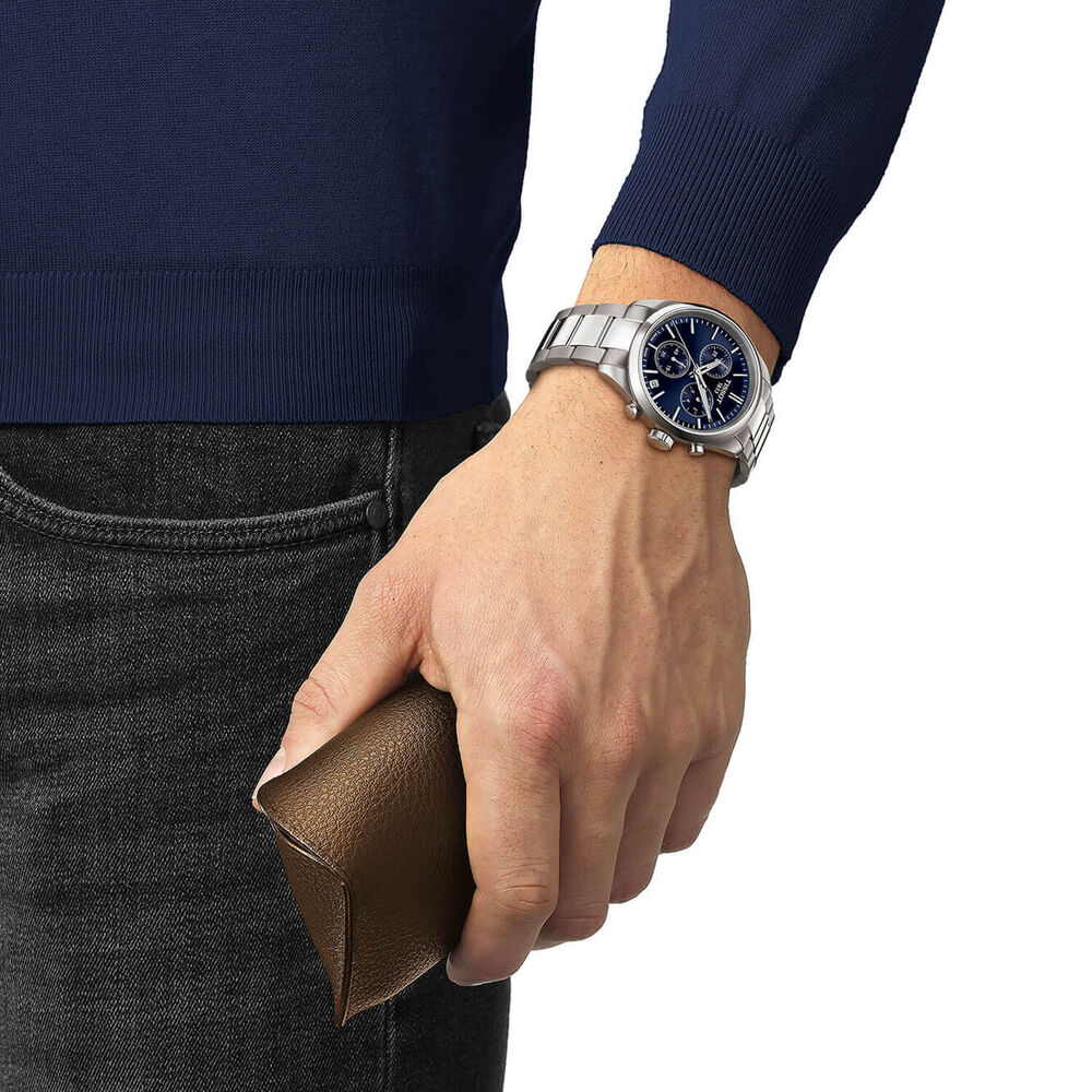 Tissot PR 100 Chronograph 40mm Blue Dial Steel Bracelet Watch image number 3