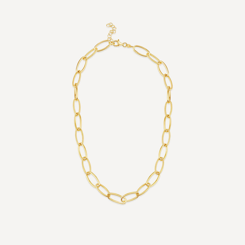 Silver & Yellow Gold Plated Open Curb Link Necklet image number 2