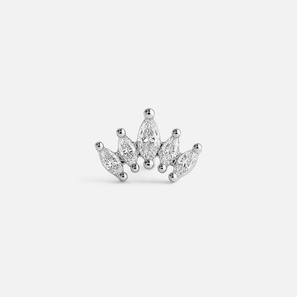 Sterling Silver Marquise Cubic Zirconia Cluster Single Stud Earring