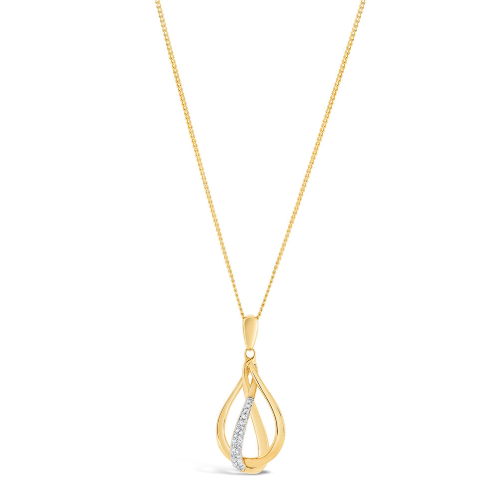 9ct Yellow Gold 0.04ct Diamond Four Strand and Open Sphere Pendant image number 0