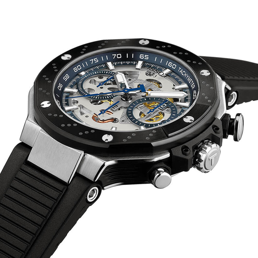 Tissot T-Race MotoGP Automatic Chronograph 45mm Transparent Dial Black Rubber Strap Watch image number 1