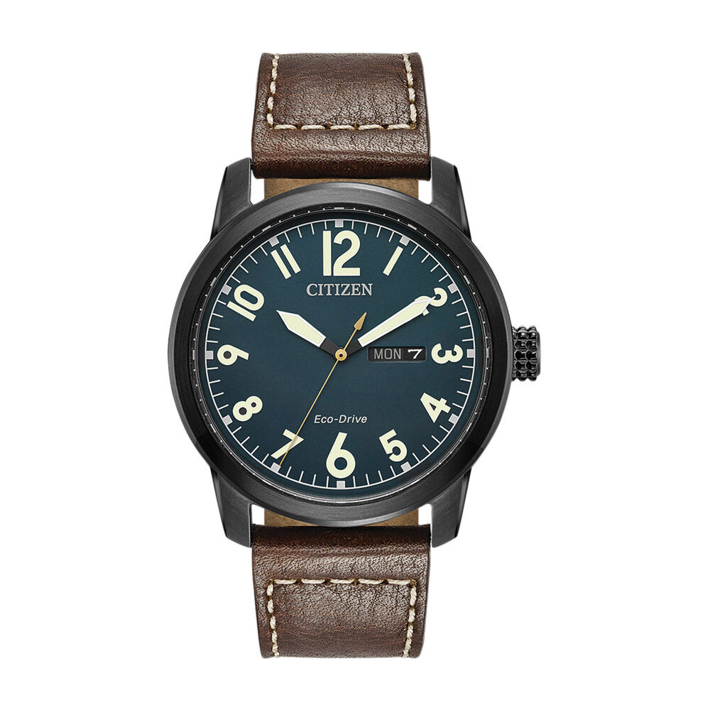 Citizen Eco-Drive Chandler Blue Dial and Brown Leather Strap Men's Watch