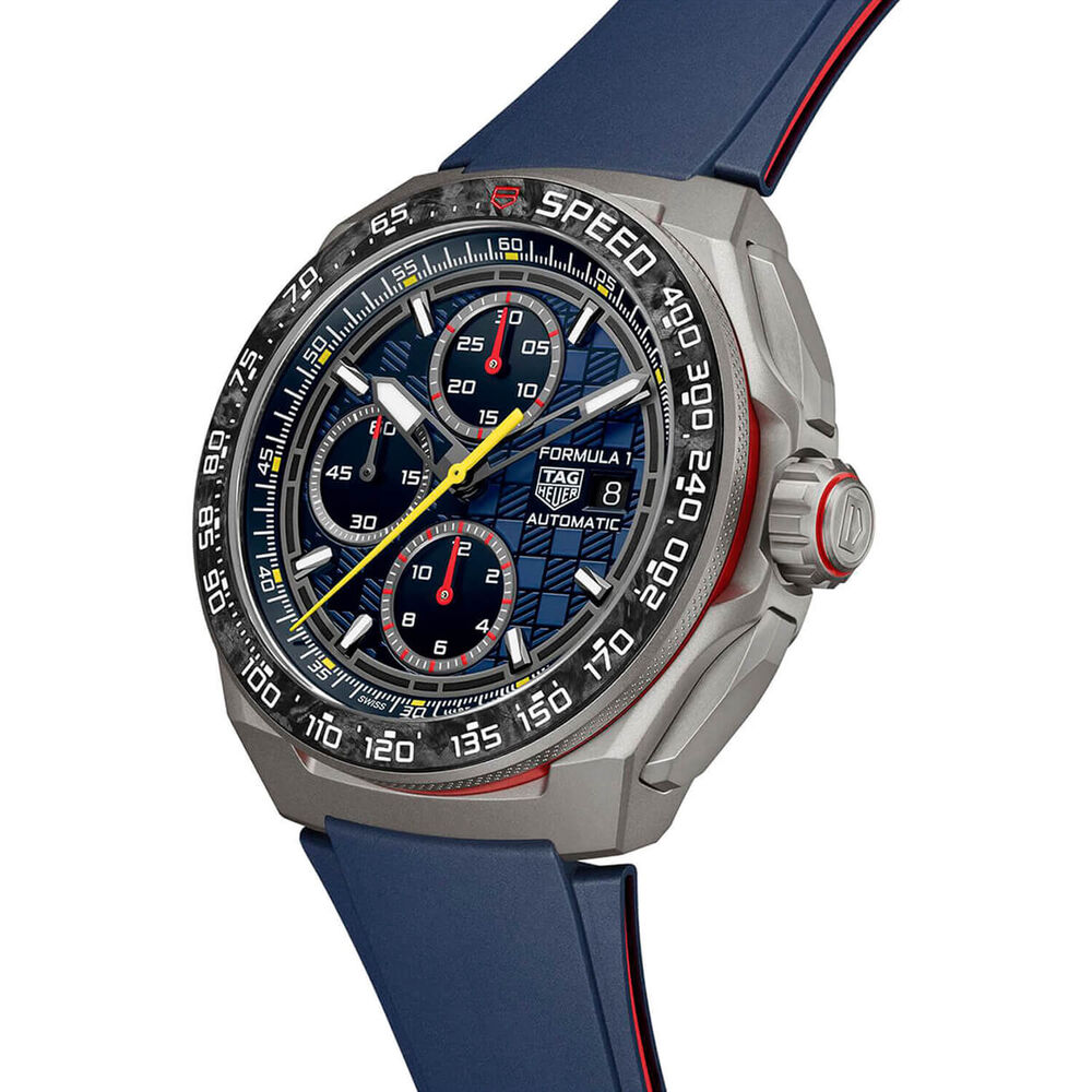 TAG Heuer Formula 1 Chronograph X Oracle Red Bull Racing 44mm Blue Dial Rubber Strap Watch image number 1