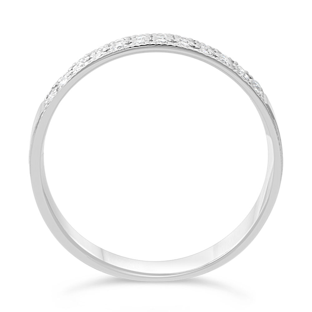 Ladies' 18ct White Gold 0.24 Carat Diamond Two Row Millgrain 3.5mm Wedding Ring image number 2