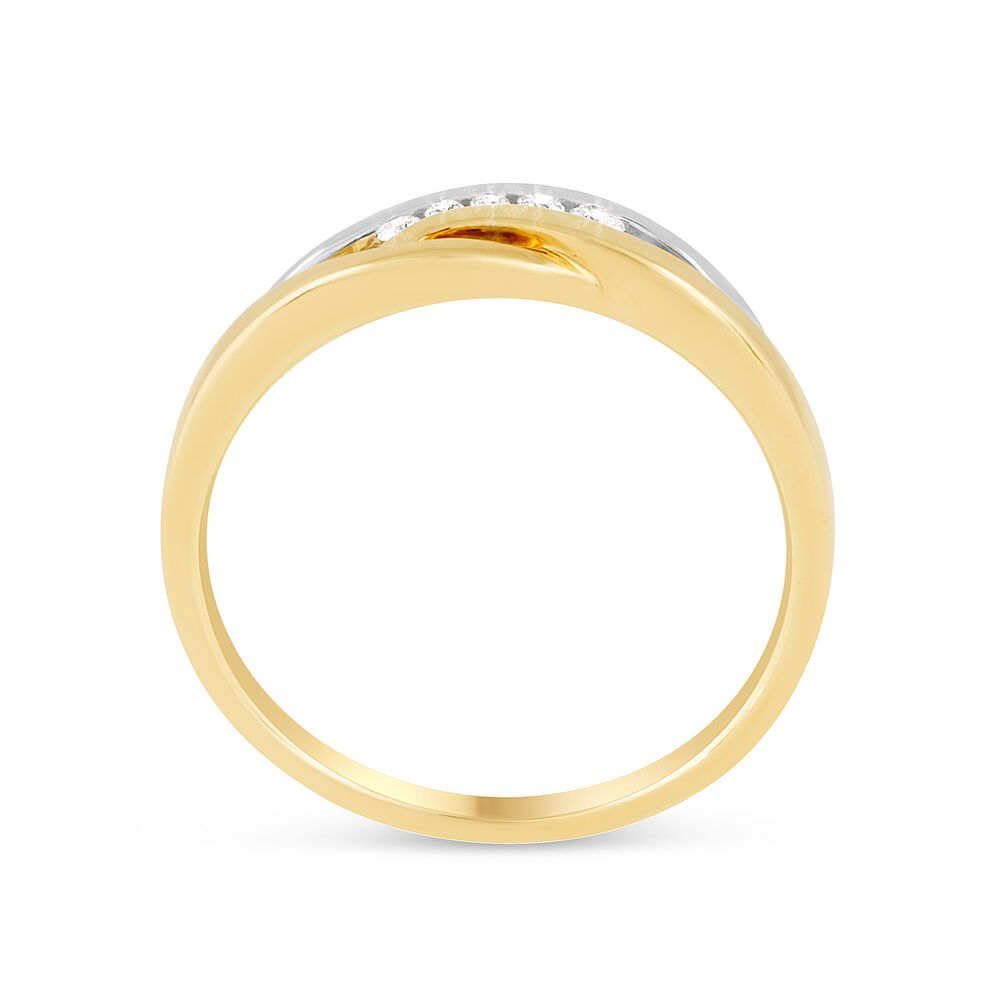 Ladies 9ct Yellow and White Gold Diamond Dress Ring image number 2