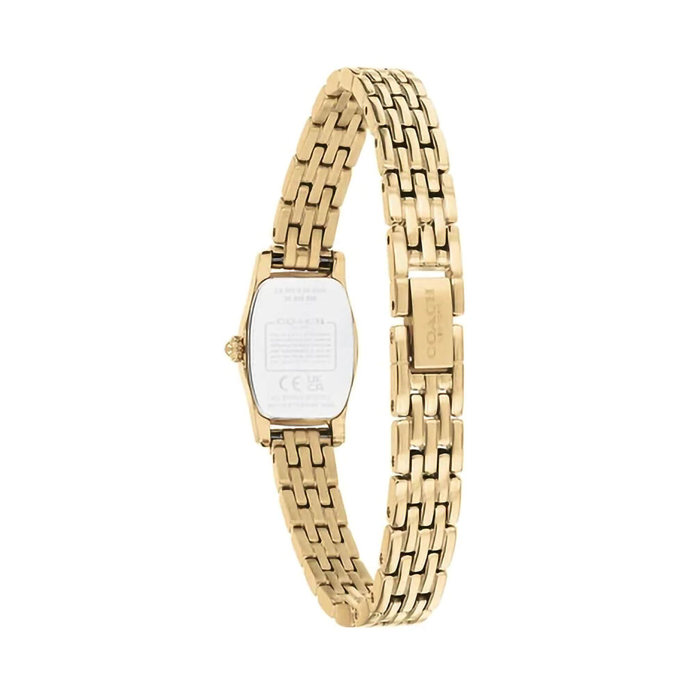 Coach Greta 15.3x25.6mm Silver White Dial Gold Plated Steel Bracelet Watch