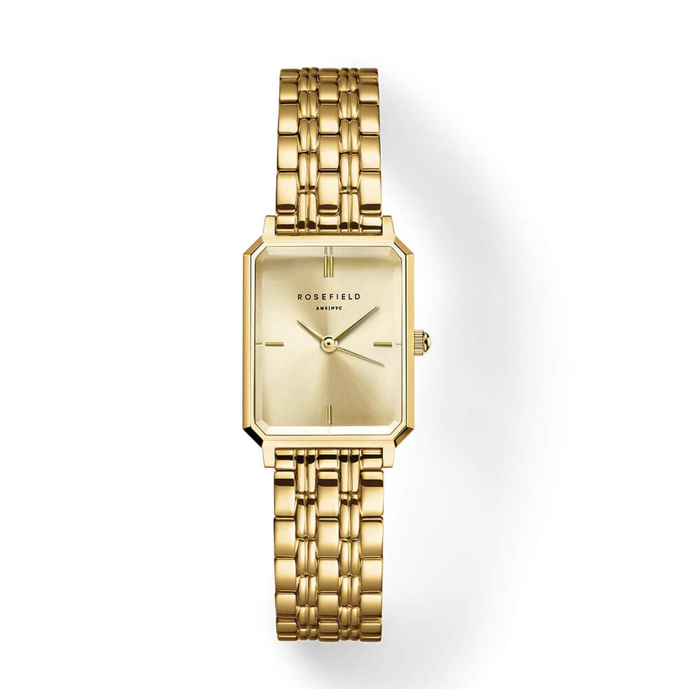 Rosefield Octagon XS Champagne 19.5x24mm Dial 23k Gold Plated Steel Bracelet Watch image number 0