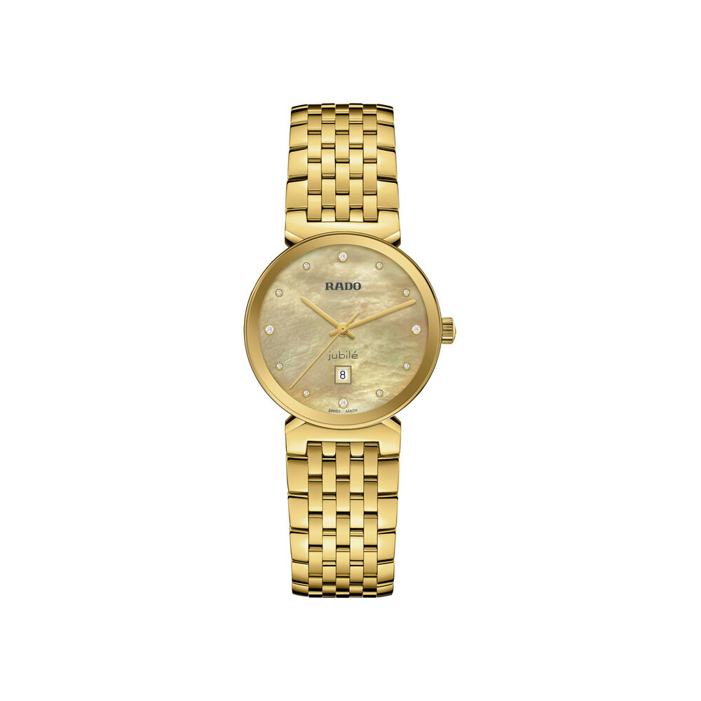Rado Florence 30mm Mother of Pearl Dial Diamond Dot Yellow Gold Bracelet Watch image number 0