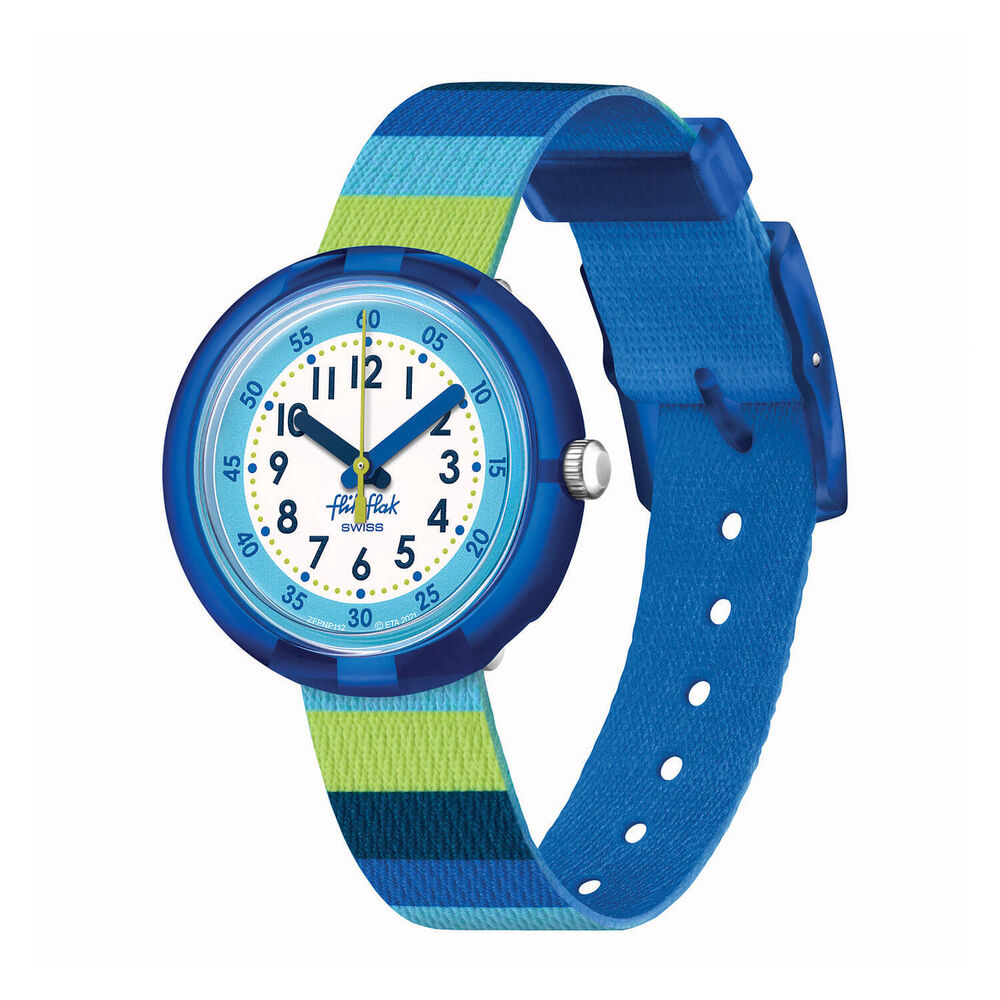 FLIK FLAK Stripy Blue Quartz Kids Watch